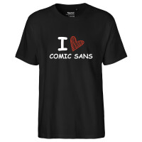 Herren T-Shirt I love Comic Sans Herz