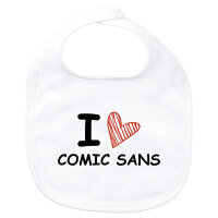 Baby Lätzchen I love Comic Sans Herz Klettverschluss