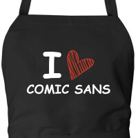 Schürze I love Comic Sans Herz mit Taschen