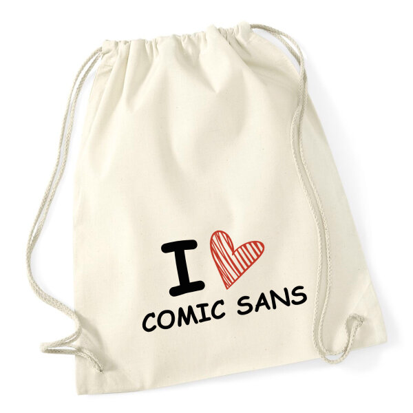 Turnbeutel I love Comic Sans Herz 12 Liter