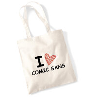 Jutebeutel I love Comic Sans Herz 10 Liter