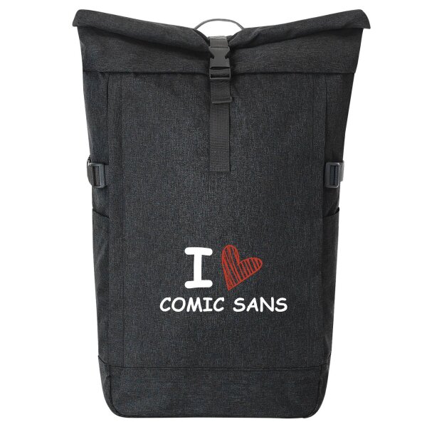Kurierrucksack I love Comic Sans Herz 30-44 Liter Black Melange