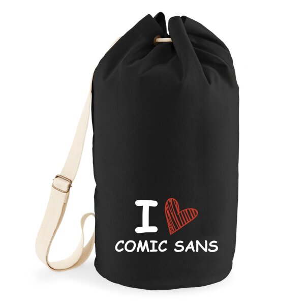 Seesack I love Comic Sans Herz 20 Liter Black