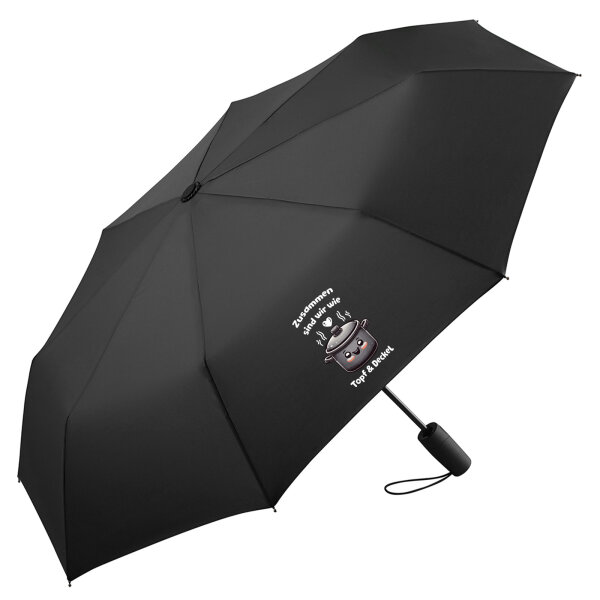 Regenschirm Zusammen sind wir Dopf und Deckel 98cm Schwarz