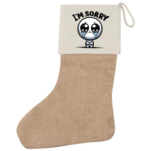 Weihnachtsstrumpf Im sorry weinendes Männchen Beige Jute