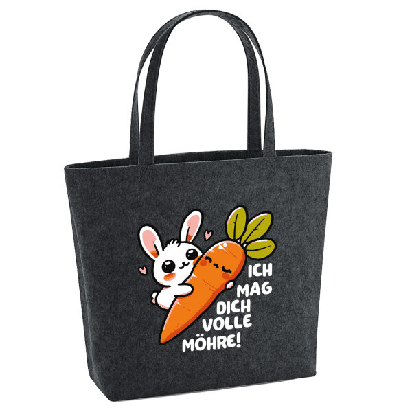 Filz Shopper Mag dich volle Möhre Hase 22 Liter