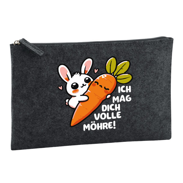Kulturbeutel Mag dich volle Möhre Hase 1 Liter Charcoal