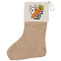 Weihnachtsstrumpf Mag dich volle Möhre Hase Beige Jute