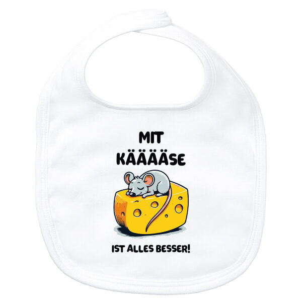 Baby Lätzchen Mit Käse ist alles besser Maus Klettverschluss