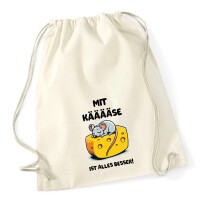 Turnbeutel Mit Käse ist alles besser Maus 12 Liter