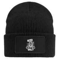 Beanie mit Patch Bester Papa der Welt Black