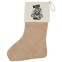 Weihnachtsstrumpf Bester Papa der Welt Beige Jute