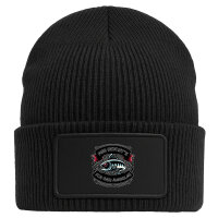 Beanie mit Patch Mir reichtss ich geh angeln Fisch Black