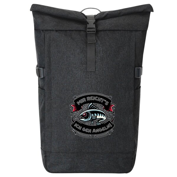 Kurierrucksack Mir reichtss ich geh angeln Fisch 30-44 Liter Black Melange