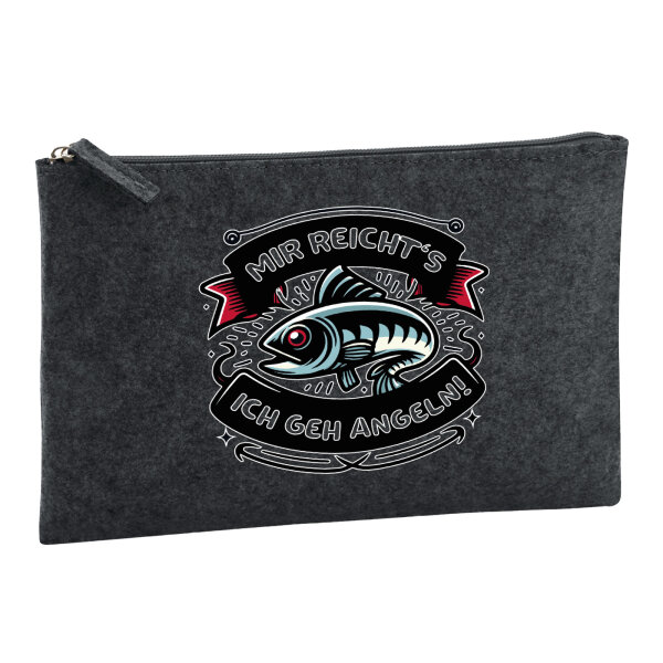 Kulturbeutel Mir reichtss ich geh angeln Fisch 1 Liter Charcoal