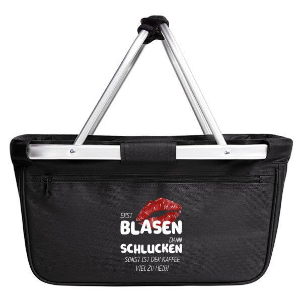 Einkaufskorb faltbar Erst blasen dann schlucken, sonst Kaffee zu heiß 20 Liter Black