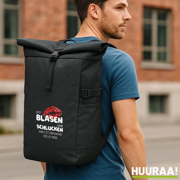 Kurierrucksack Erst blasen dann schlucken, sonst Kaffee zu heiß 30-44 Liter Black Melange