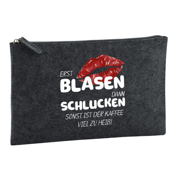 Kulturbeutel Erst blasen dann schlucken, sonst Kaffee zu heiß 1 Liter Charcoal