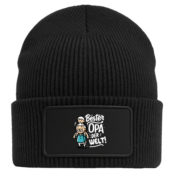 Beanie mit Patch Bester Opa der Welt Black