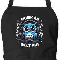Schürze Musik an Welt aus Eule mit Taschen