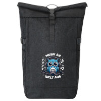 Kurierrucksack Musik an Welt aus Eule 30-44 Liter Black Melange