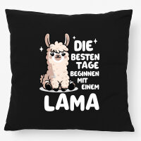 Kissen Besten Tage beginnen mit einem Lama 40x40cm