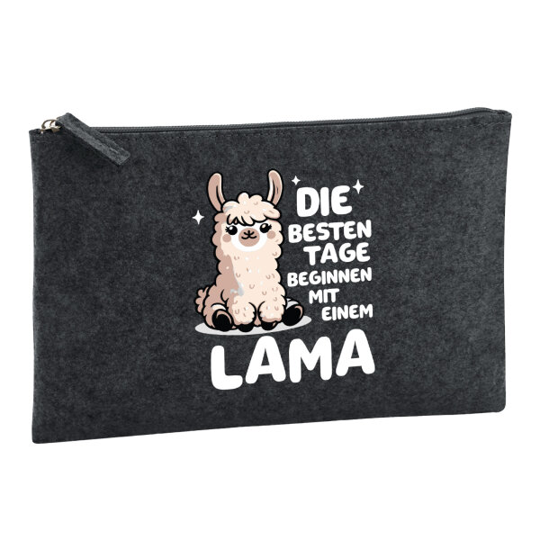 Kulturbeutel Besten Tage beginnen mit einem Lama 1 Liter Charcoal