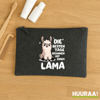 Kulturbeutel Besten Tage beginnen mit einem Lama 1 Liter Charcoal