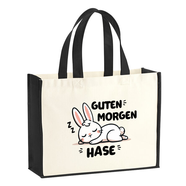 Jutetasche Guten Morgen Hase 21 Liter Black