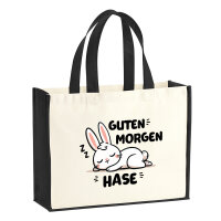 Jutetasche Guten Morgen Hase 21 Liter Black