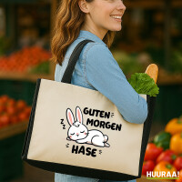 Jutetasche Guten Morgen Hase 21 Liter Black