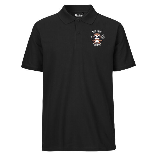 Herren Polo Shirt Nur keinen Stress Yoga Faultier