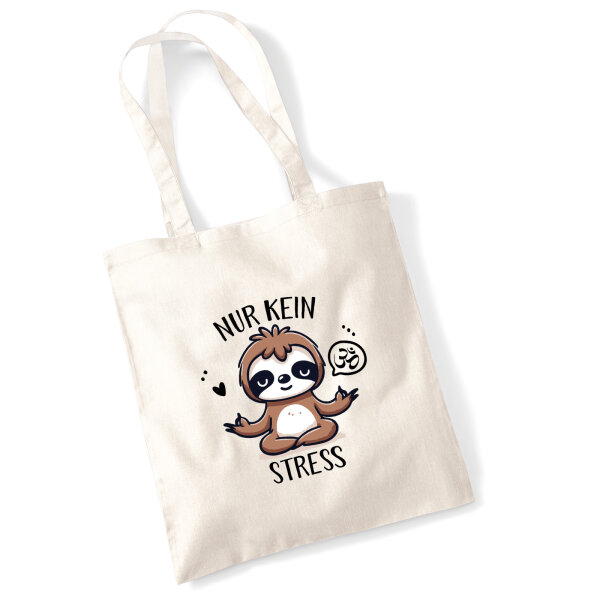 Jutebeutel Nur keinen Stress Yoga Faultier 10 Liter