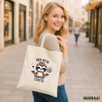 Jutebeutel Nur keinen Stress Yoga Faultier 10 Liter
