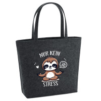 Filz Shopper Nur keinen Stress Yoga Faultier 22 Liter