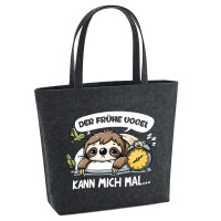 Filz Shopper Der frühe Vogel kann mich mal Faultier...