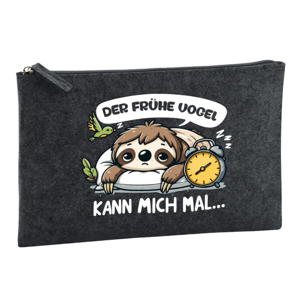 Kulturbeutel Der frühe Vogel kann mich mal Faultier 1 Liter Charcoal