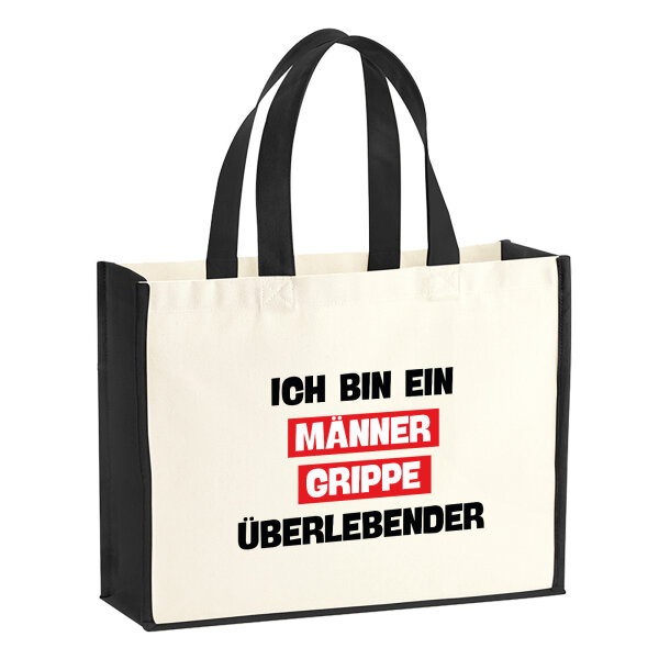 Jutetasche Ich bin ein Männergrippe überlebender 21 Liter Black