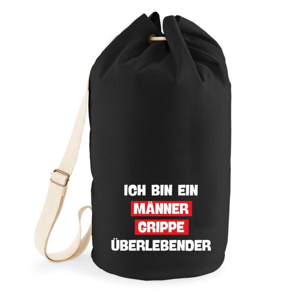 Seesack Ich bin ein Männergrippe überlebender 20 Liter Black