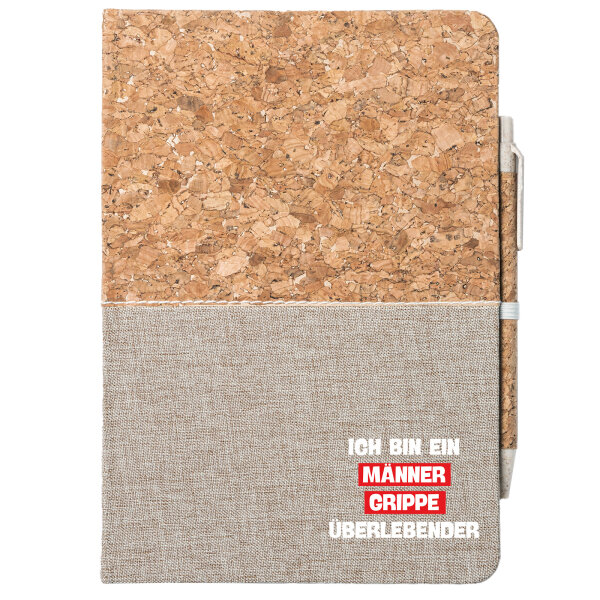 Notizbuch A5 Ich bin ein Männergrippe überlebender 80 Blatt inkl. Kugelschreiber