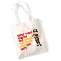 Jutebeutel Tasse gehört der besten Feuerwehrfrau der Welt 10 Liter