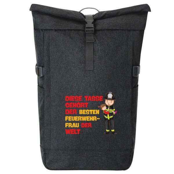 Kurierrucksack Tasse gehört der besten Feuerwehrfrau der Welt 30-44 Liter Black Melange