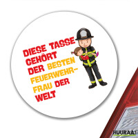 Aufkleber Tasse gehört der besten Feuerwehrfrau der...