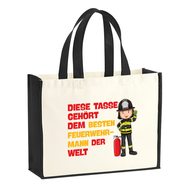 Jutetasche Tasse gehört dem besten Feuerwehrmann der Welt 21 Liter Black
