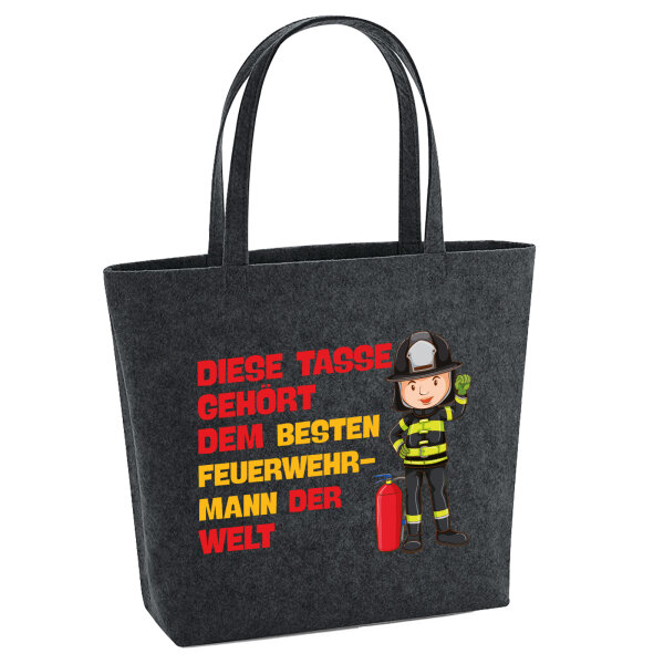 Filz Shopper Tasse gehört dem besten Feuerwehrmann der Welt 22 Liter