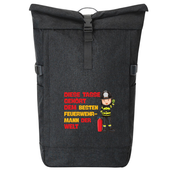 Kurierrucksack Tasse gehört dem besten Feuerwehrmann der Welt 30-44 Liter Black Melange