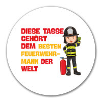Aufkleber Tasse gehört dem besten Feuerwehrmann der...
