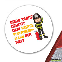 Aufkleber Tasse gehört dem besten Feuerwehrmann der...