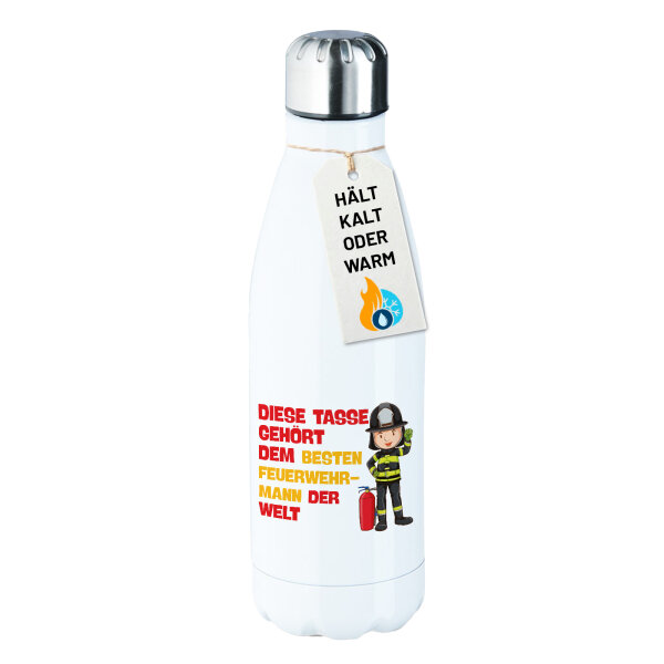 Trinkflasche Tasse gehört dem besten Feuerwehrmann der Welt 500ml Edelstahl Wasserflasche