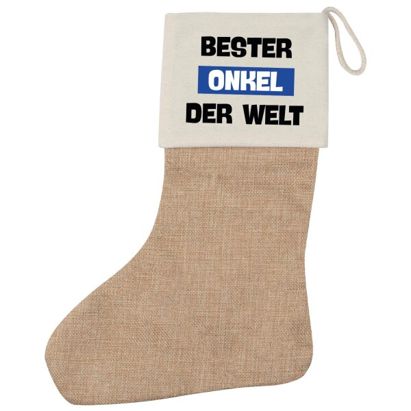 Weihnachtsstrumpf Bester Onkel der Welt Beige Jute